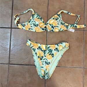 Abercrombie & Fitch Lemon Print Bikini - Green and Yellow